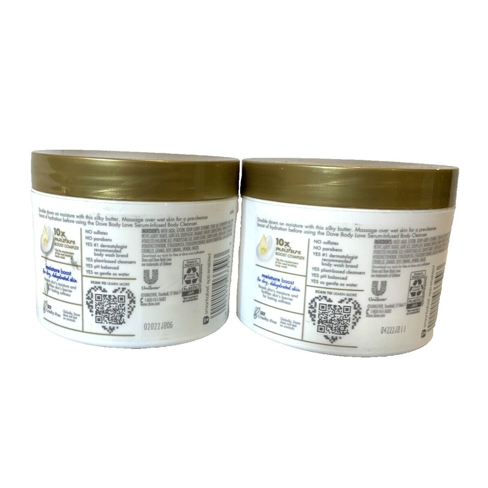 Dove Body Love Moisture Boost Pre-Cleanse Shower Butter Hyaluronic 10 oz Jar X 2 - Picture 2 of 8